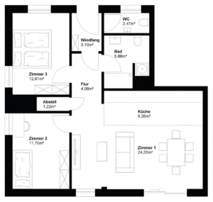 Grundriss-Plan einer Wohnung in der Berliner Straße in Giengen